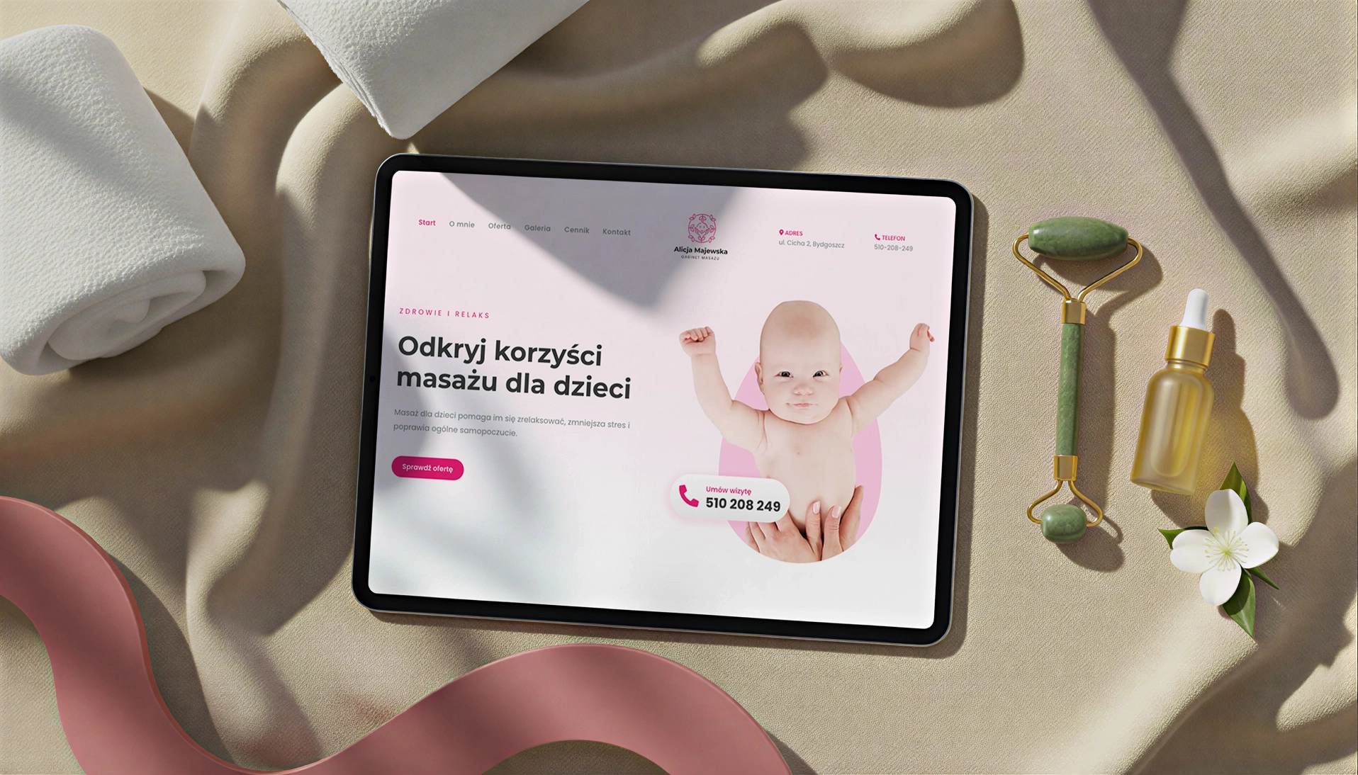 Wizualizacja strony internetowej gabinetu masażu